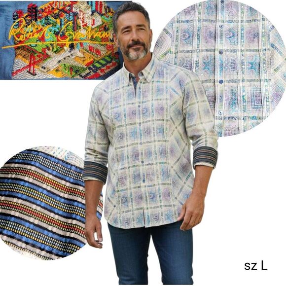 Robert Graham Pastel Paisley Blue Contrast Cotton Knowledge Wisdom Truth Shirt - Picture 8 of 8